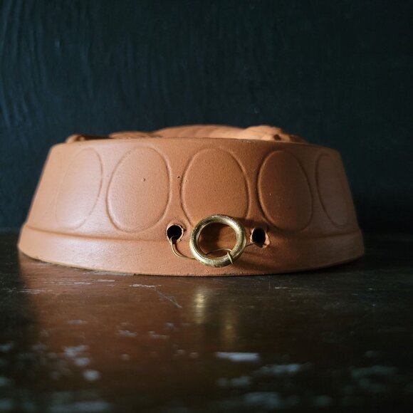 Vintage Terracotta Redware Clay Mold Rooster Wall Decor Hanging Round, Cottageco - Picture 2 of 7